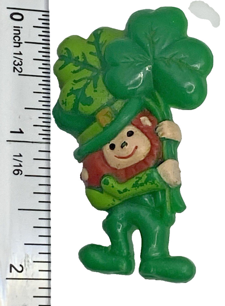 Vintage Gibson Greetings Leprechaun Shamrock Lapel Pin St Patrick’s Day