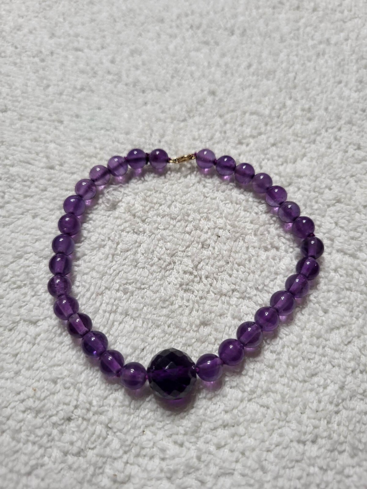 Vtg Bracelet w/ purple topaz glass beads 7 3/4in” -Tested
