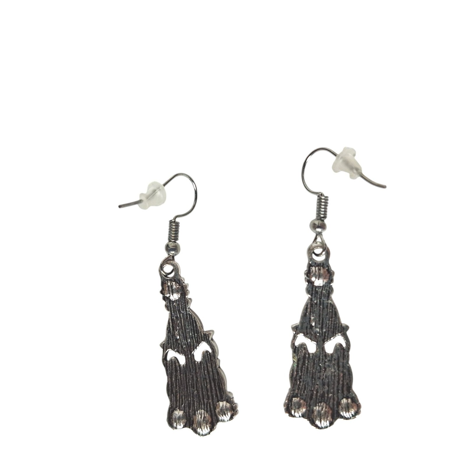Vintage-Style Silver-Tone Dangle Earrings With Pink Cats Eye Stones & Crystal Ac