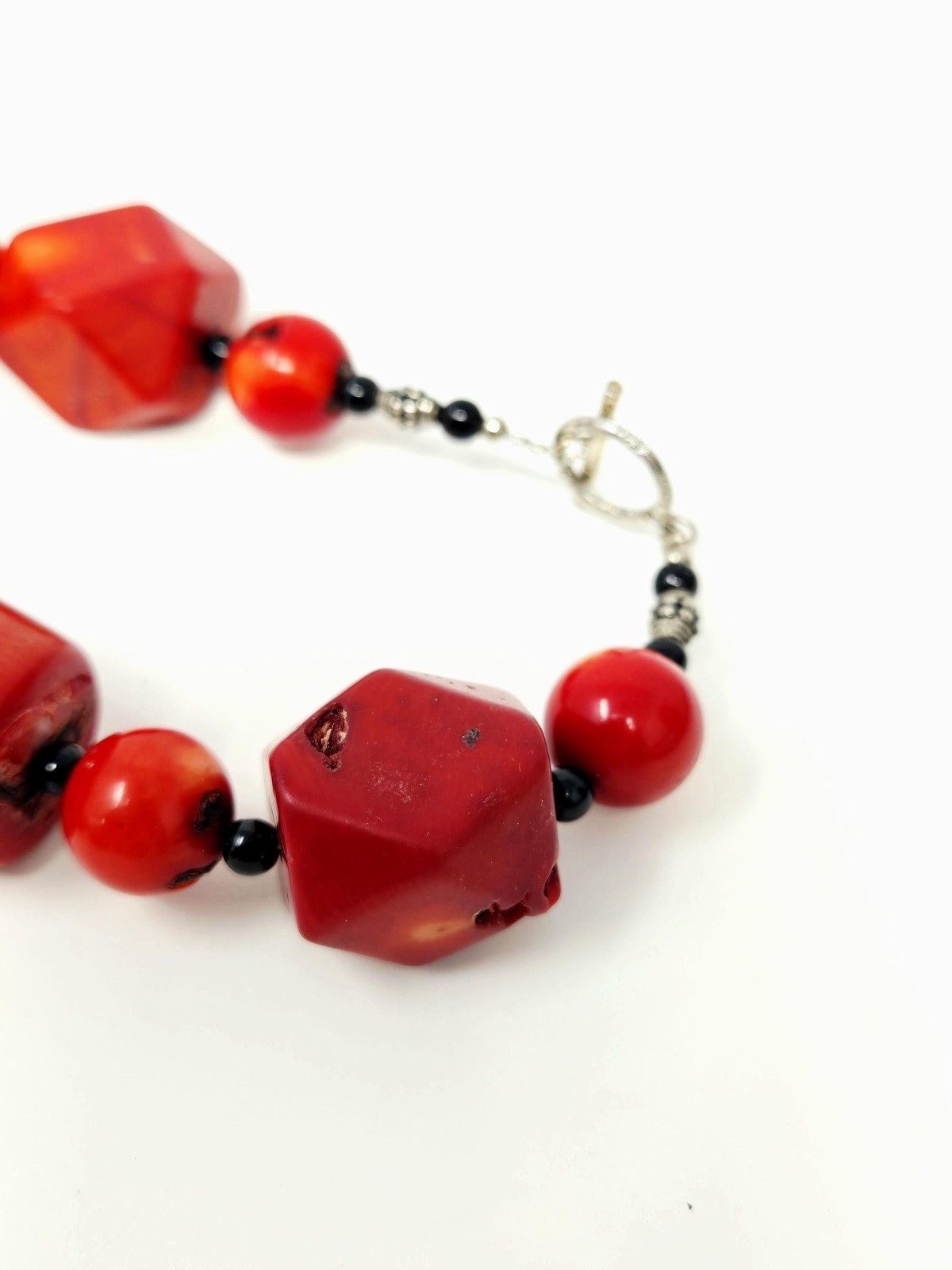 Vintage Red Coral Statement Necklace Sterling Silver Clasp Heavy Natural Coral