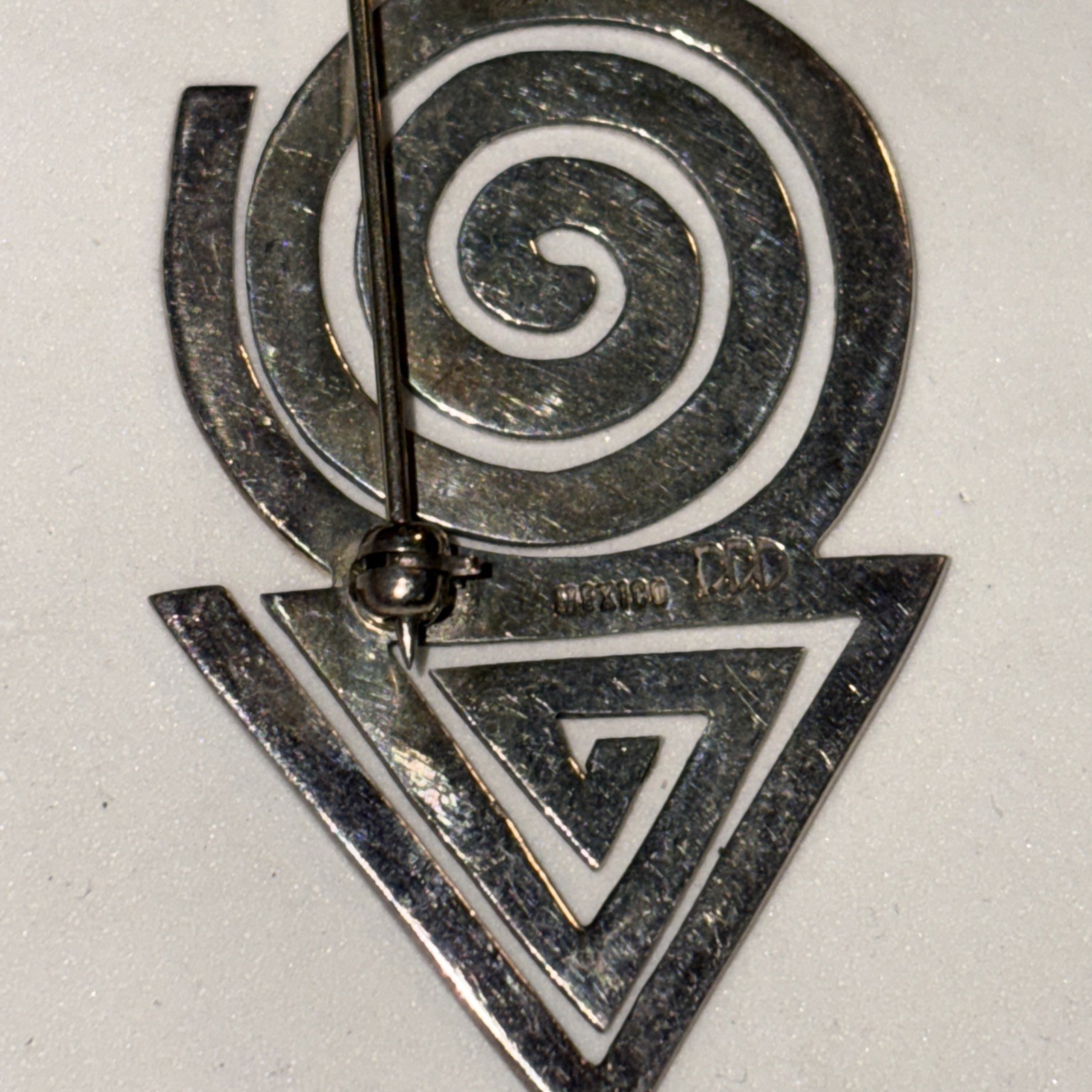 Vintage Dominique Dinouart Mexico 925 Sterling Silver Unique Design Brooch 13g