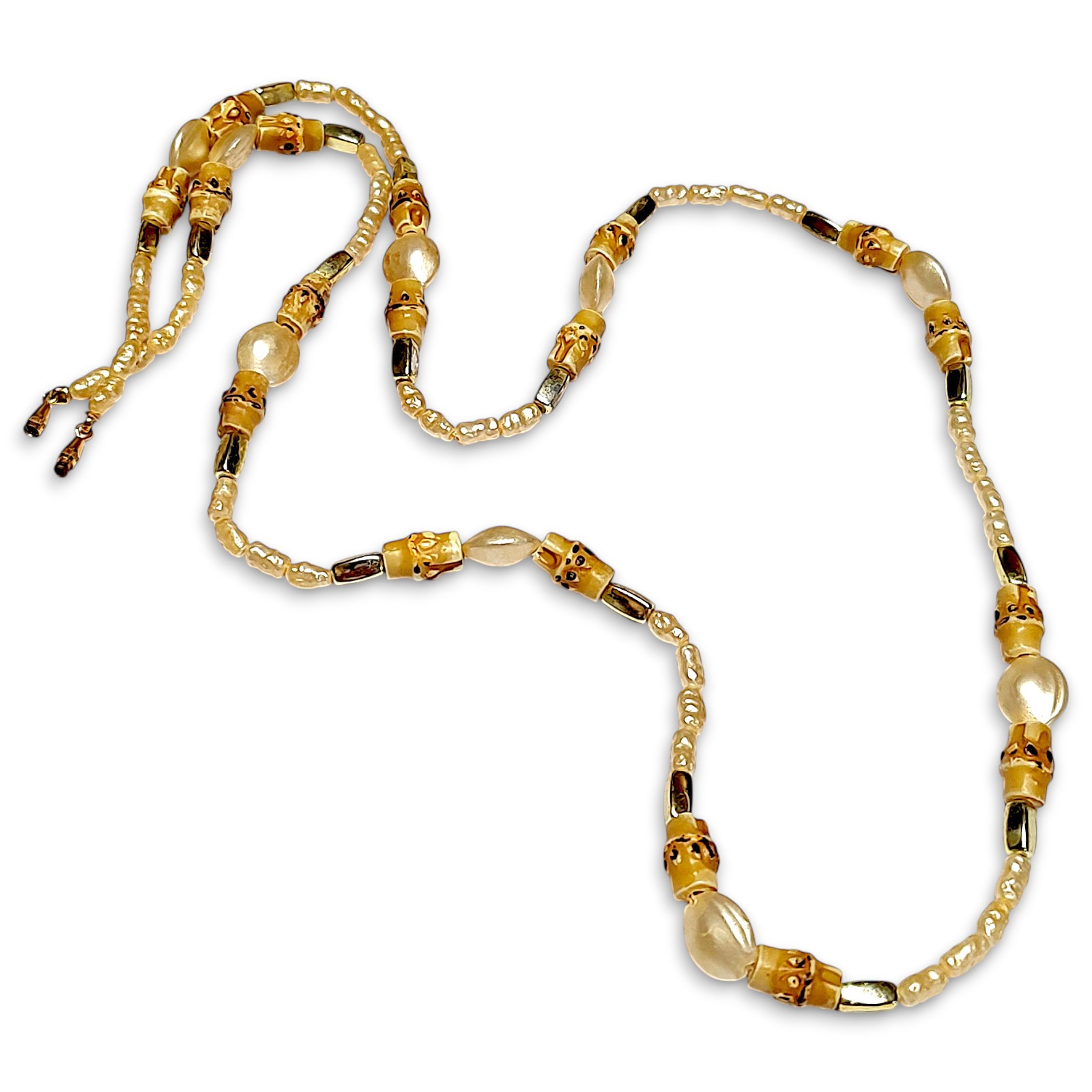 VTG Abalone Beaded Coastal Beachy Surfer Hawaiian Statement Necklace 31.5″
