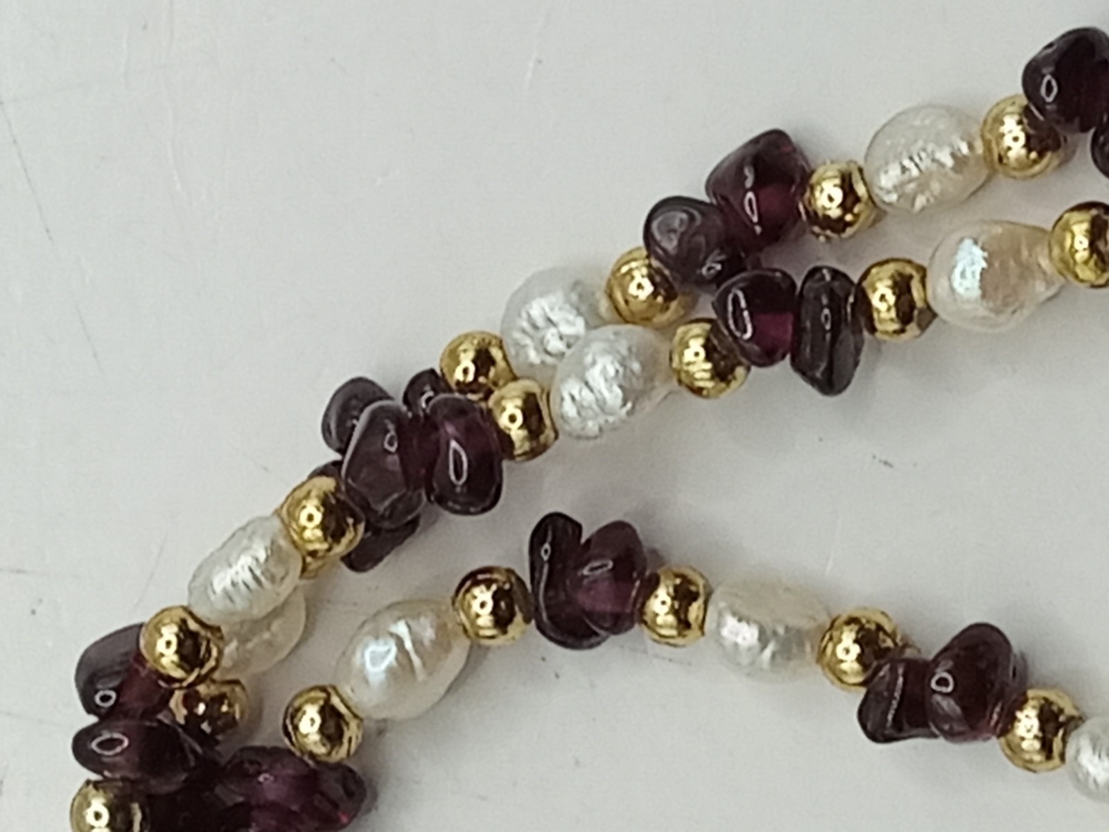 Natural Garnet Freshwater Pearl Necklace 45cm 11g Vintage Gemstone Jewelry Gift