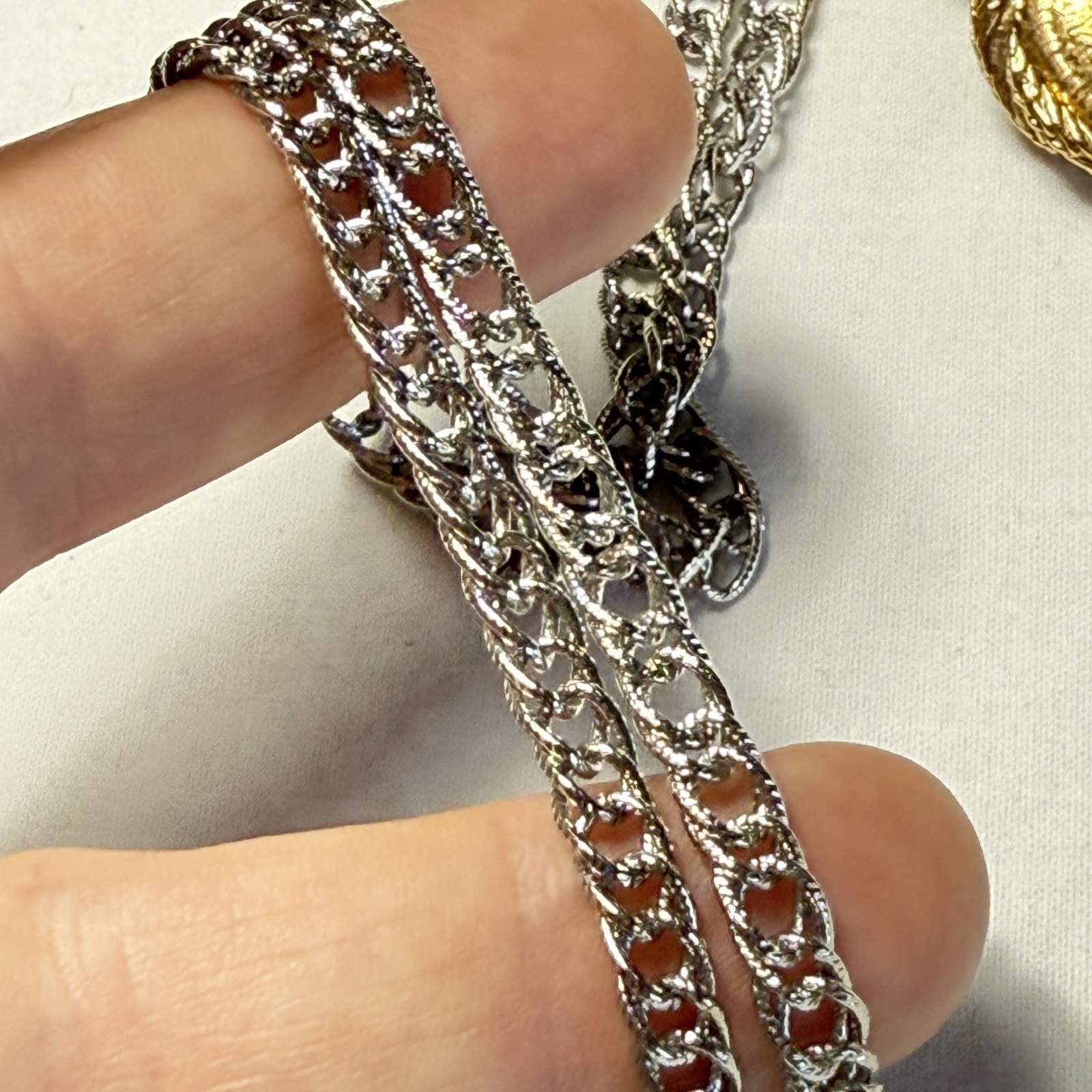 Purple Gold Tone Silver Tone Metal Necklace Chain Earrings Set Y2K Renaissance