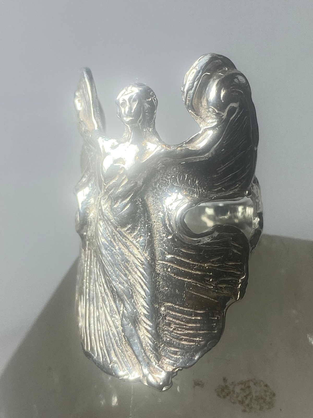 Wings Lady ring Art Deco influences band sterling silver women girls