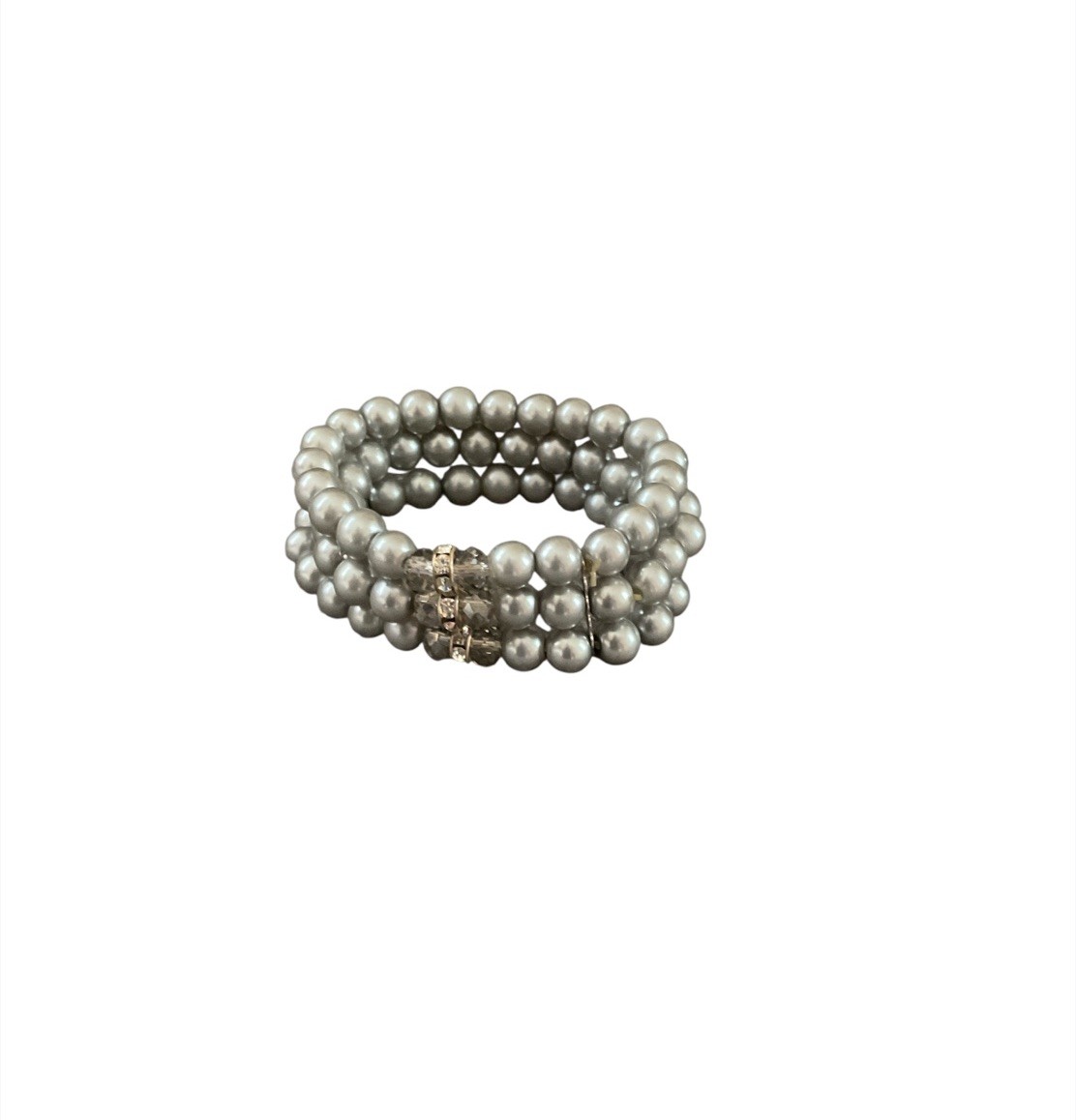 Vtg Gray Stretch Beaded Bracelet NEW