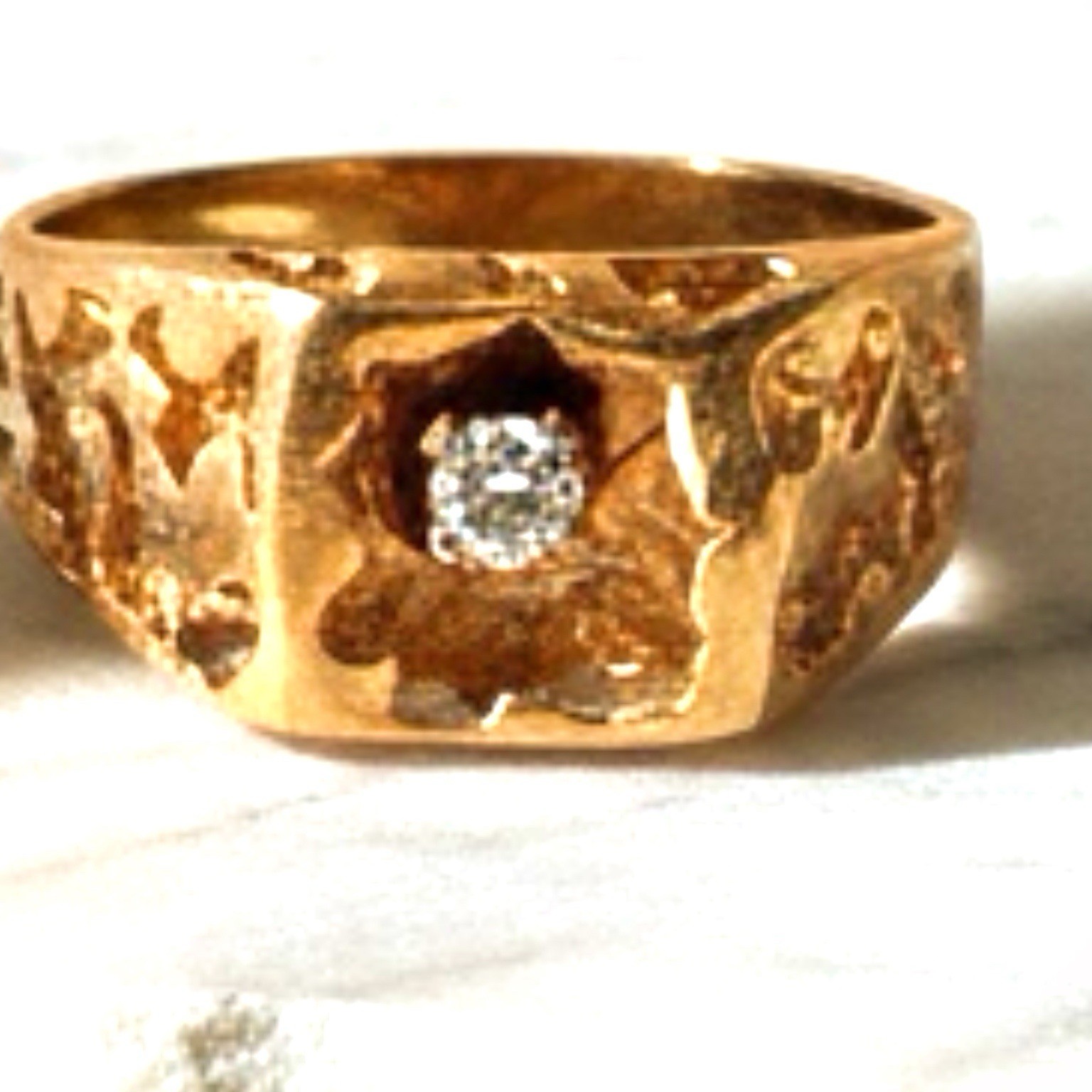 Men’s Vintage 14K Yellow Gold Diamond Solitaire Ring 0.35 CT 5.1g Size 8 RPD