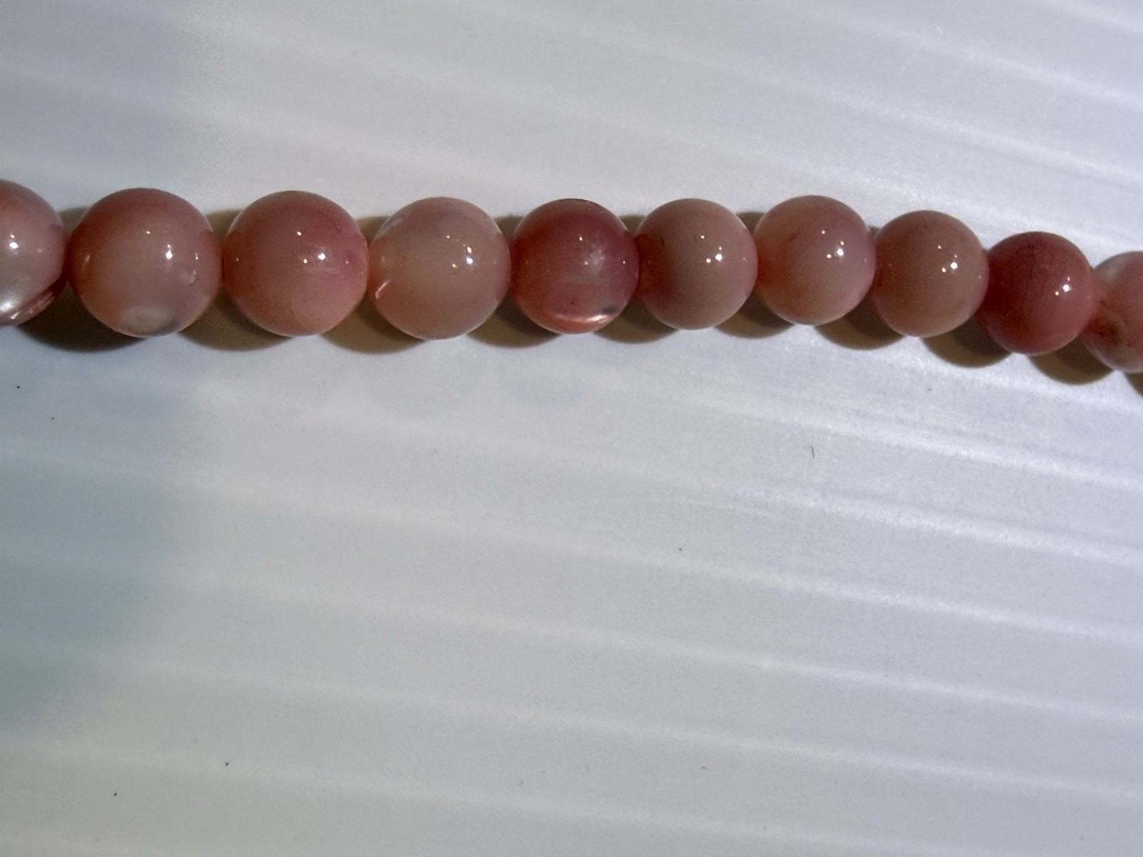 Vintage Pink Agate Bead Necklace Set 2pc Natural Stone 30in & 16.5in