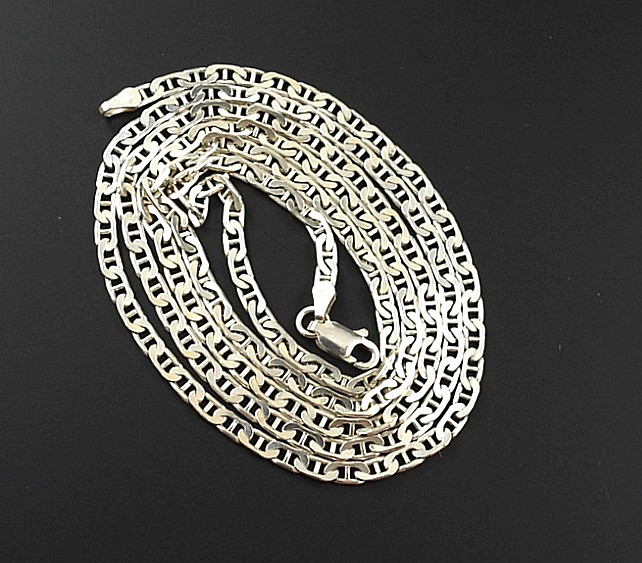 Vintage 925 Sterling Silver Mariner Link Chain Necklace Italy Jewelry 30″ Long