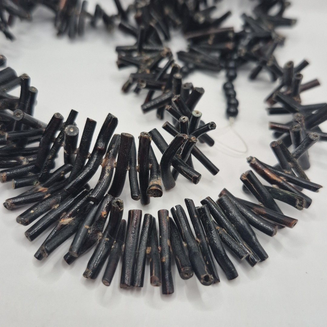 Vintage Large Black Coral Branch Beaded Necklace Strand For Jewelry Making