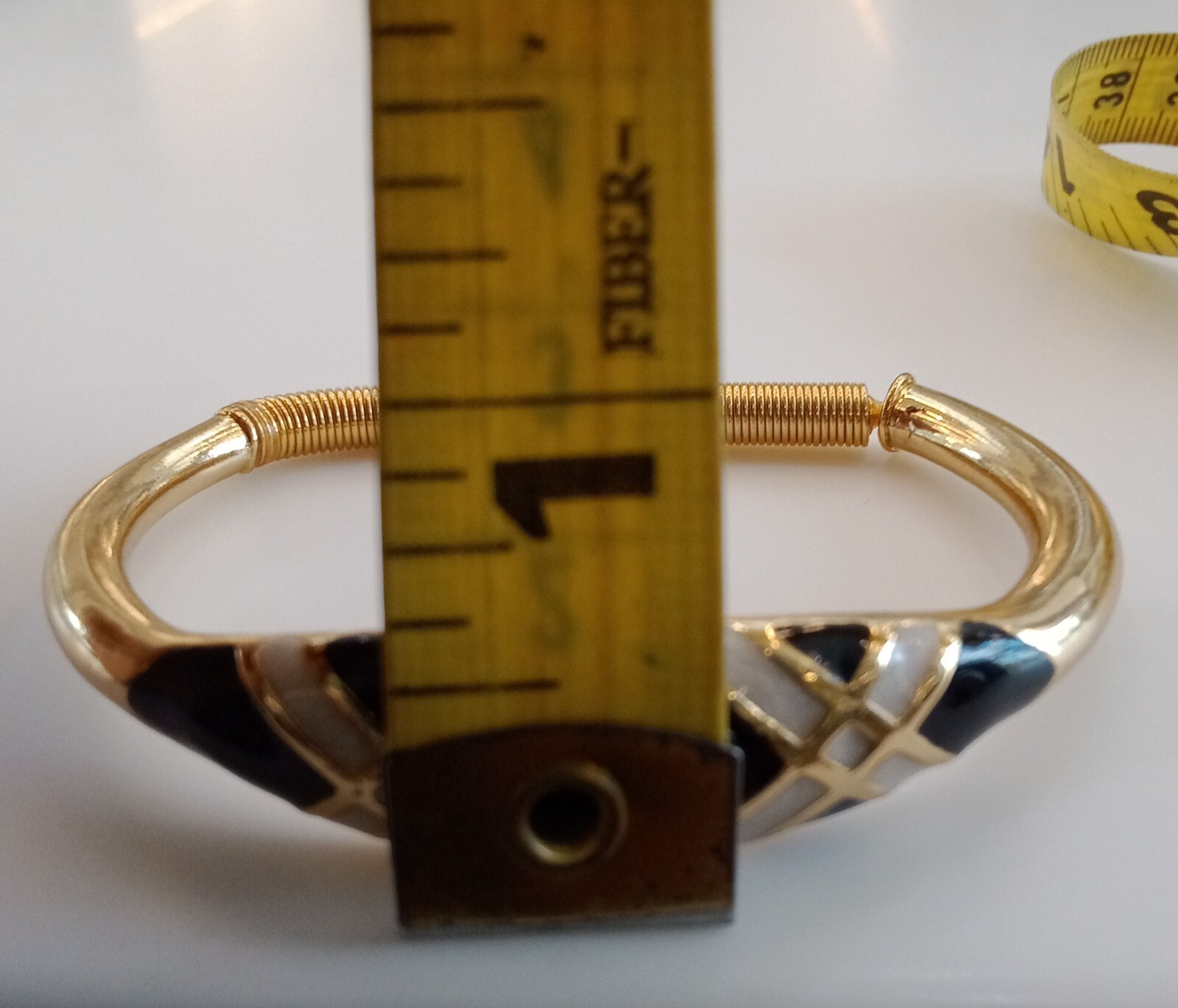 Vintage Orena Paris Bracelet, Goldplate w/ Black & Ivory Enamel, c. ’70s / ’80s