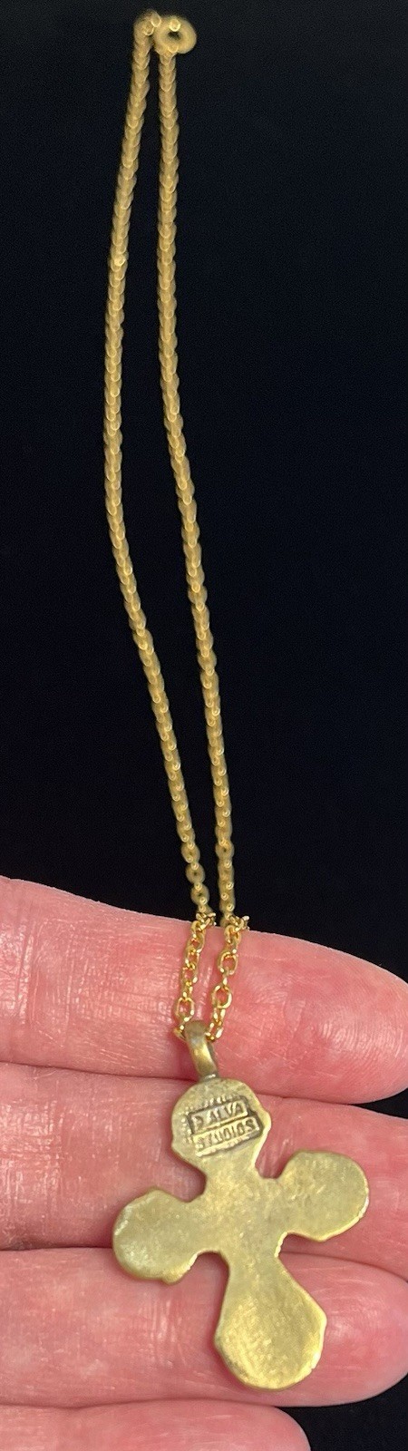 Vintage CROSS Alva Studios Museum Religious Pendant Gold Tone 24″ Necklace