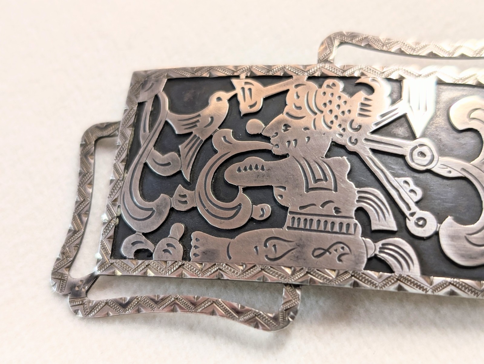 Vintage La Dama Guatemala Silver Brooch Sterling Quetzalcoatl Pin