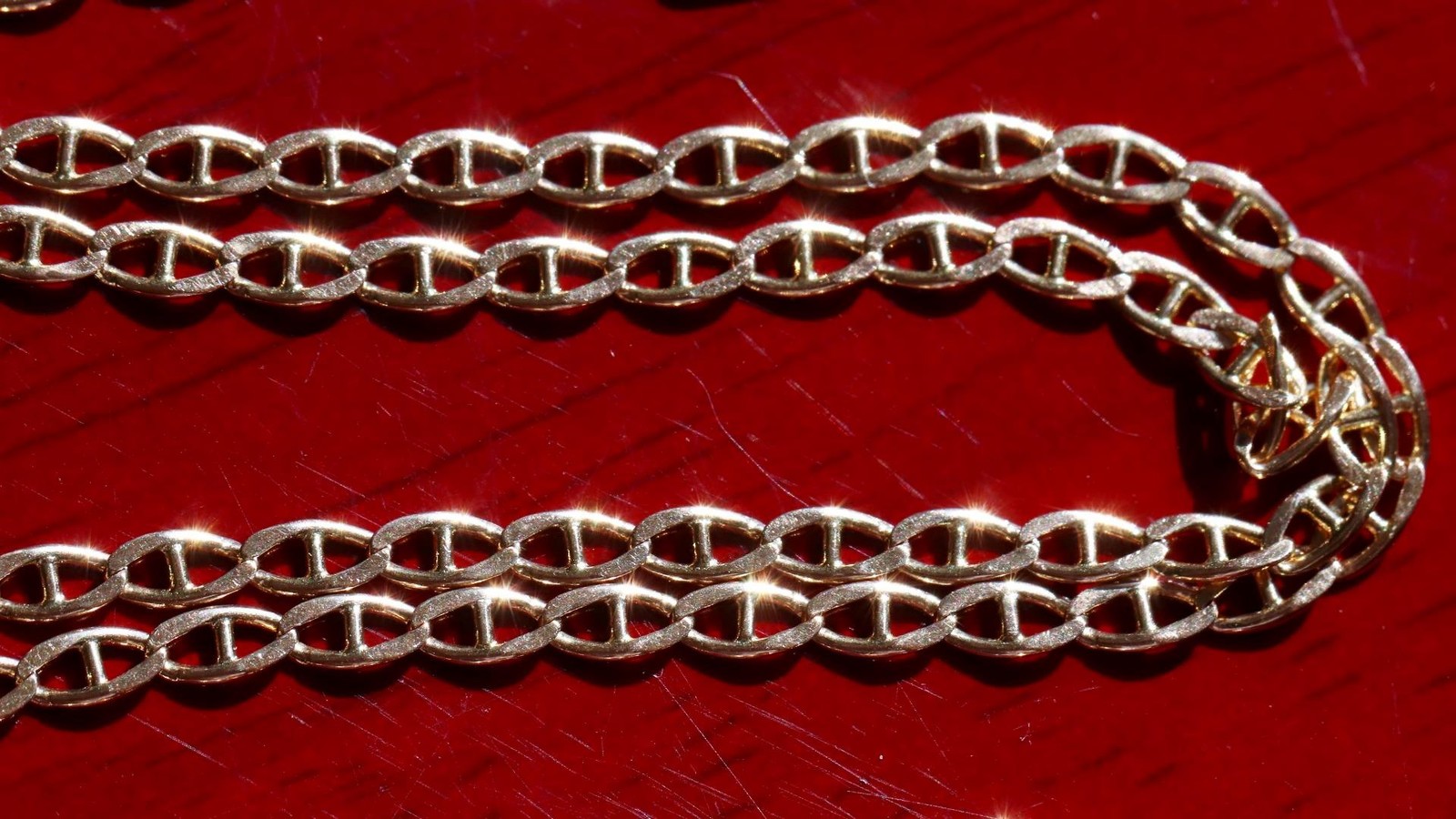 14k yellow gold necklace 18.75″ anchor / mariner link chain vintage 4.25gr N3642