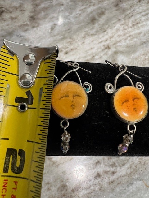 Unique Pierced Earrings Silver With Enamel Finish