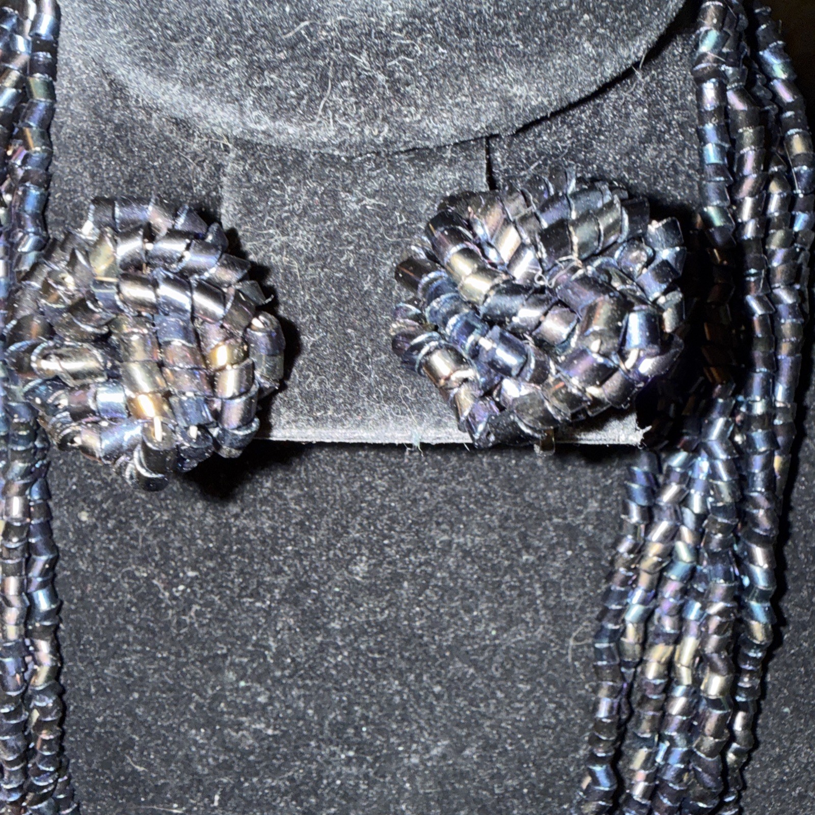 Vintage Carnival Bead, Glass, Twisted Necklace, And Clip On Earrings Set