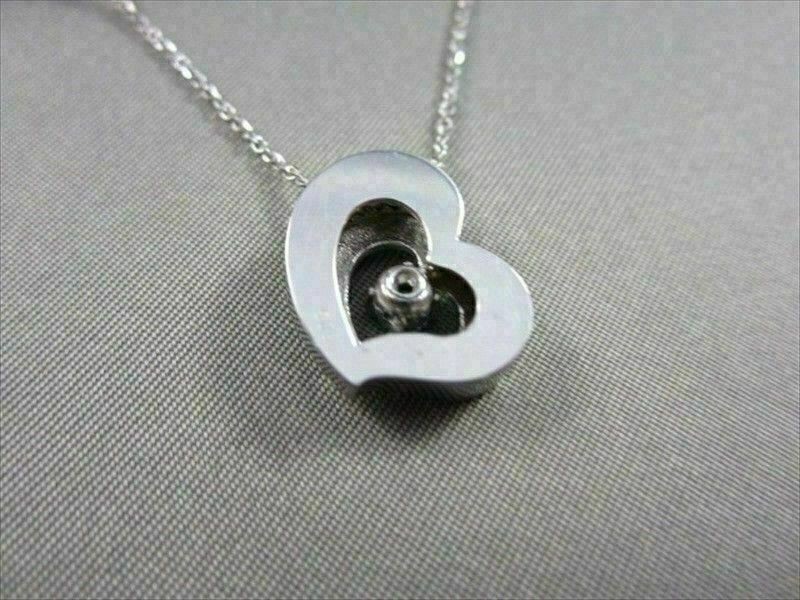 ESTATE 0.35CT DIAMOND 14KT WHITE GOLD SOLITAIRE HEART PENDANT & CHAIN #6921