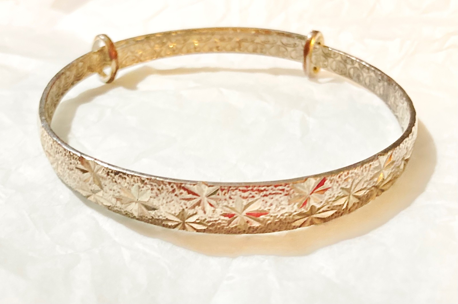 Sterling Silver Starburst Bangle Bracelet Vtg Mid Century Modern Adjustable