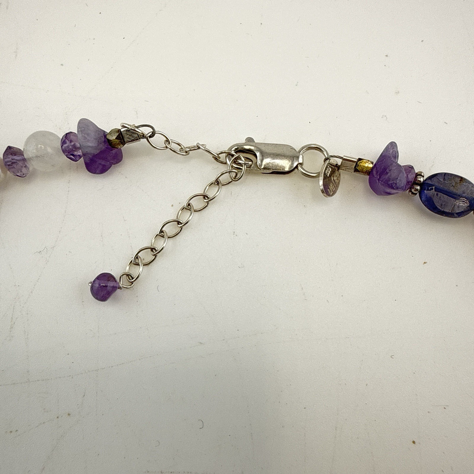 Sajen Necklace Amethyst Pearl Purple White Sterling Silver 925 Beaded Artisan