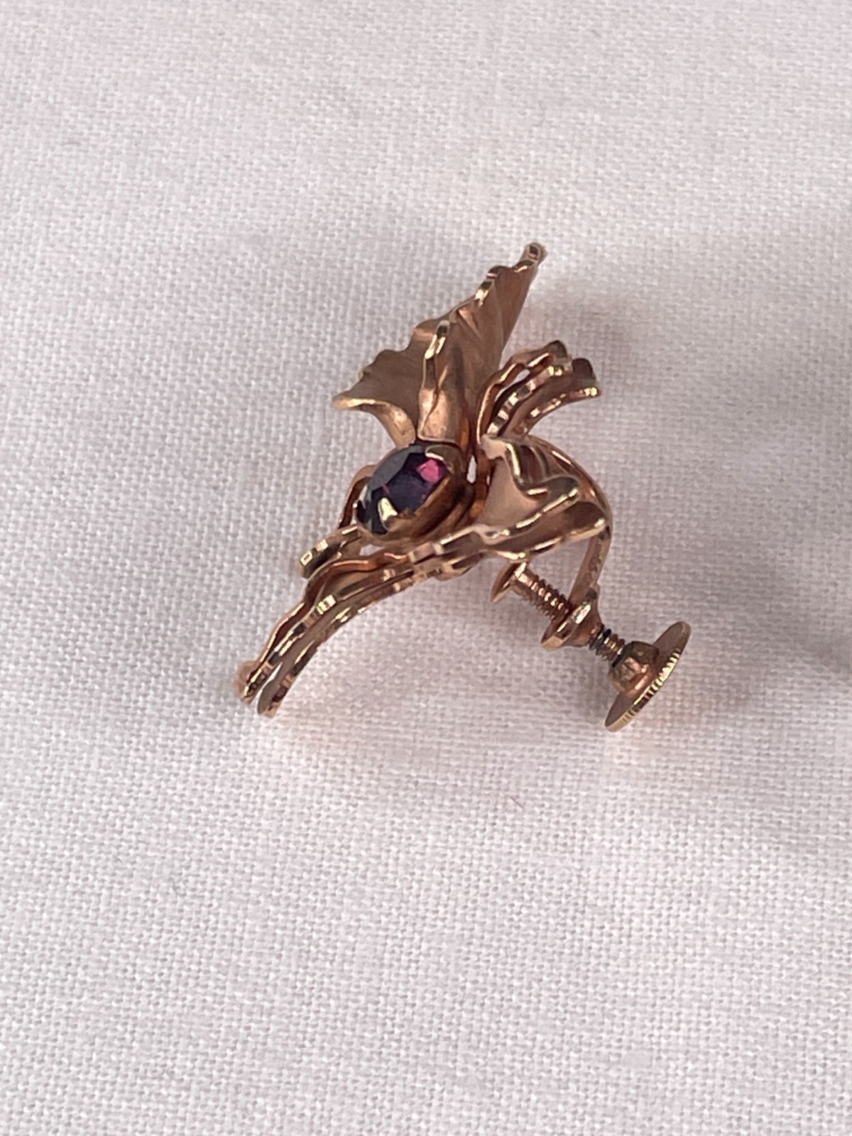VTG Signed BN Orchid Flower Purple Crystal Rose Goldtone Screw Back Earrings