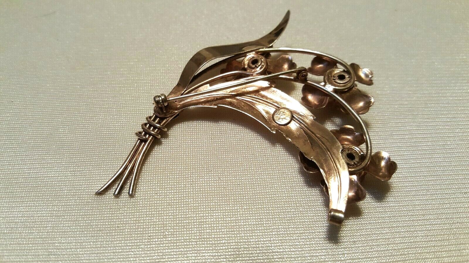 Antique 1930’s-1950’s Harry Iskin Sterling Gold Washed Flower Brooch Pin