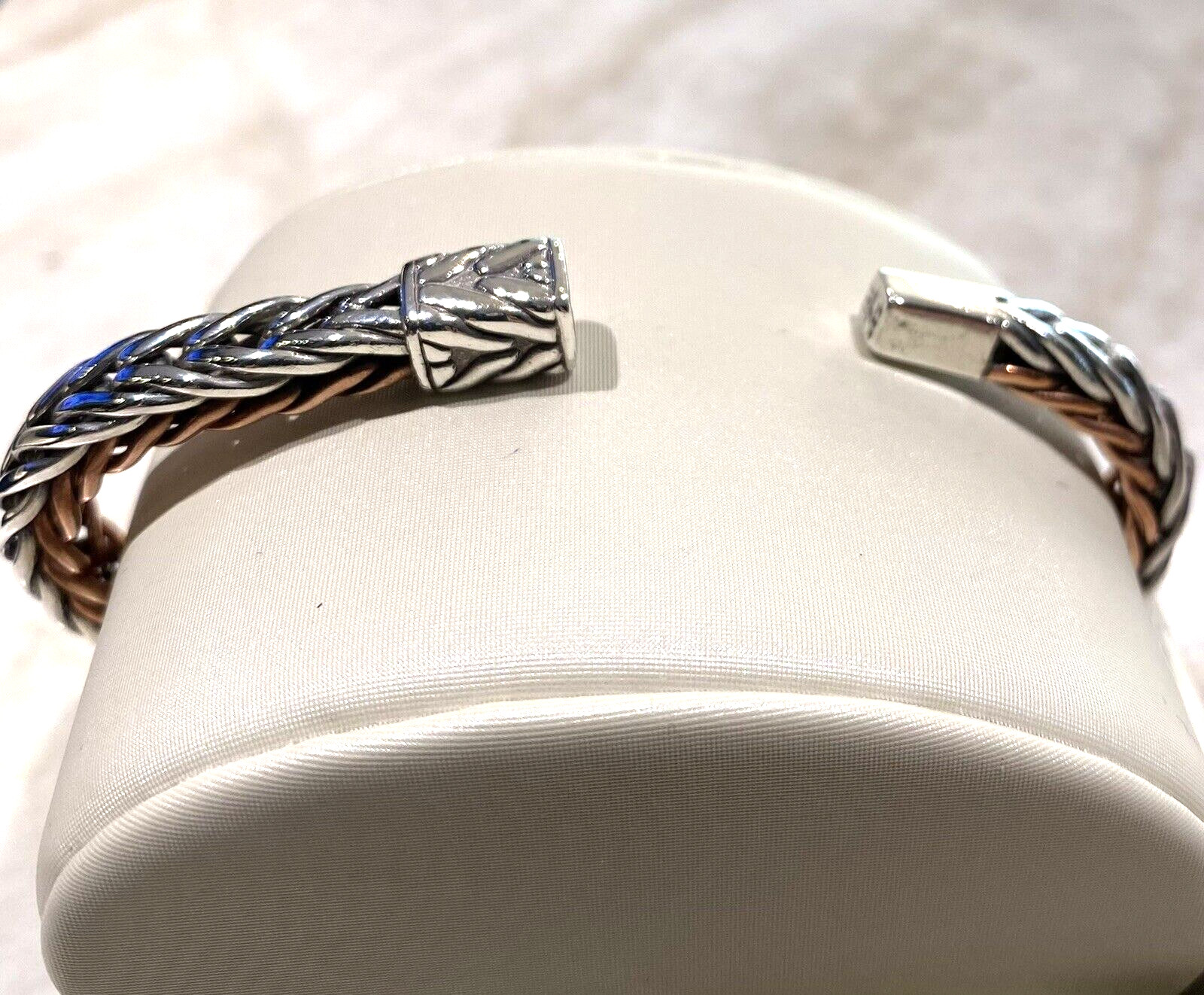 John Hardy sterling silver & copper spiga wheat chain bracelet, 5mm width.