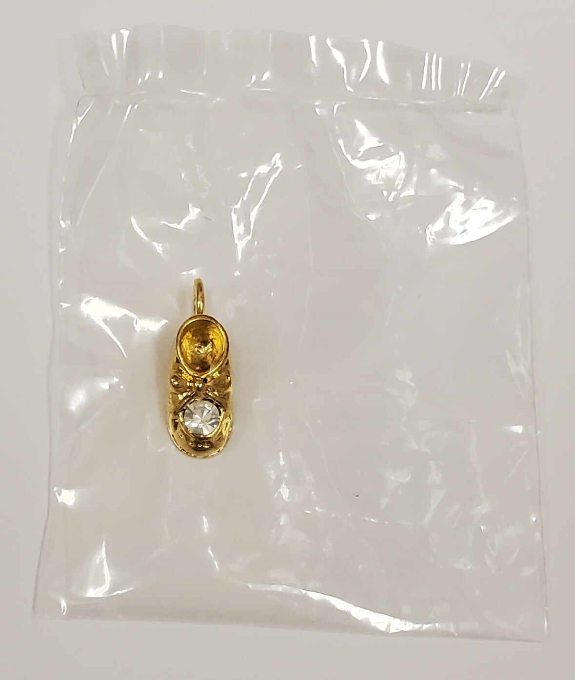 Baby Bootie Birthstone Charm April Simulated Diamond Goldtone New Vintage NOS