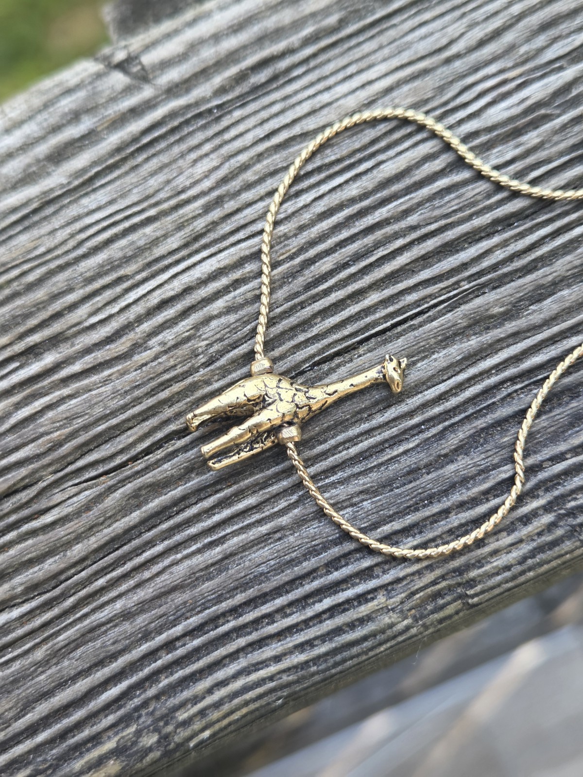 Vintage Animal Charm Long Necklace Gold Tone Safari Zoo Monkey Elephant Giraffe