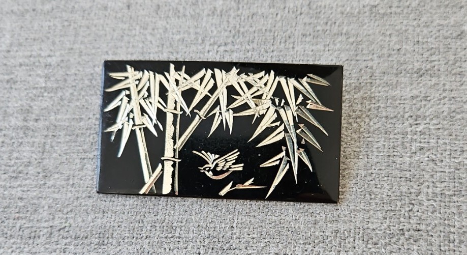 VINTAGE AMITA STERLING JAPAN BAMBOO BIRD PIN BROOCH-10.6 GRAMS