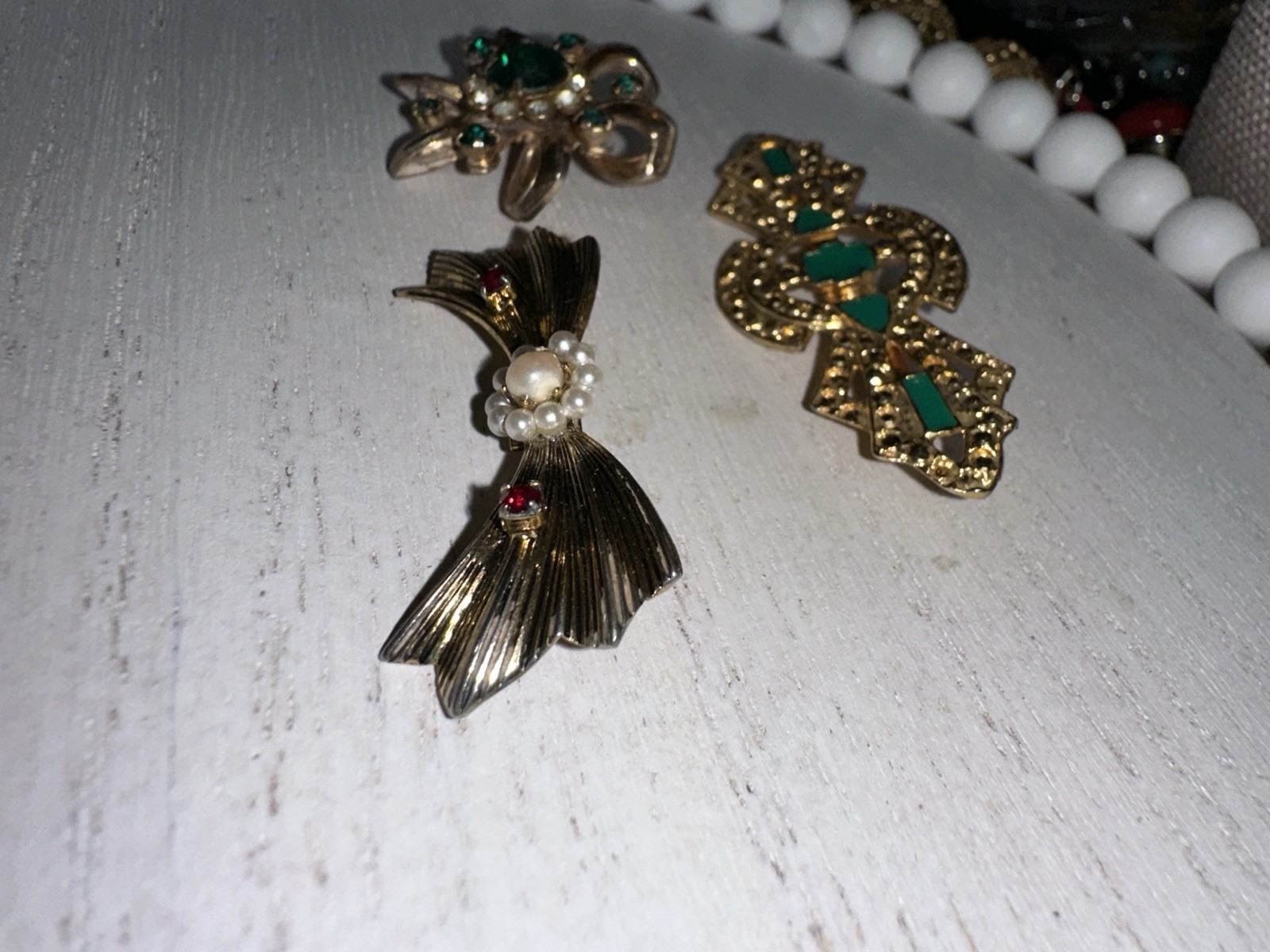 Vintage Mixed Lot Of 3 Brooches Different Variety