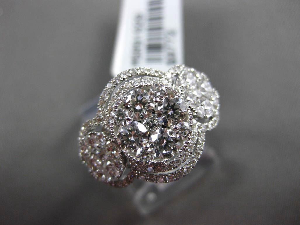 ESTATE LARGE 1.78CT DIAMOND 18KT WHITE GOLD HALO CLUSTER FUN RING E/F VS / VVS
