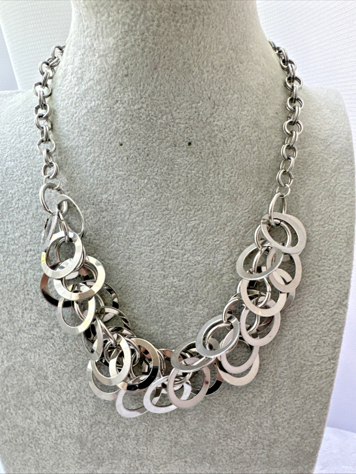 Vtg CHUNKY 1990s 80s y2k statement Brutalist Metal Modernist Necklace Unique