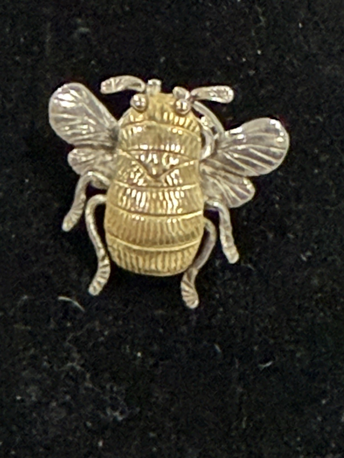 Vintage Sterling Silver Mexico Bee Figural Brooch Mixed Metal Taxco Style Insect