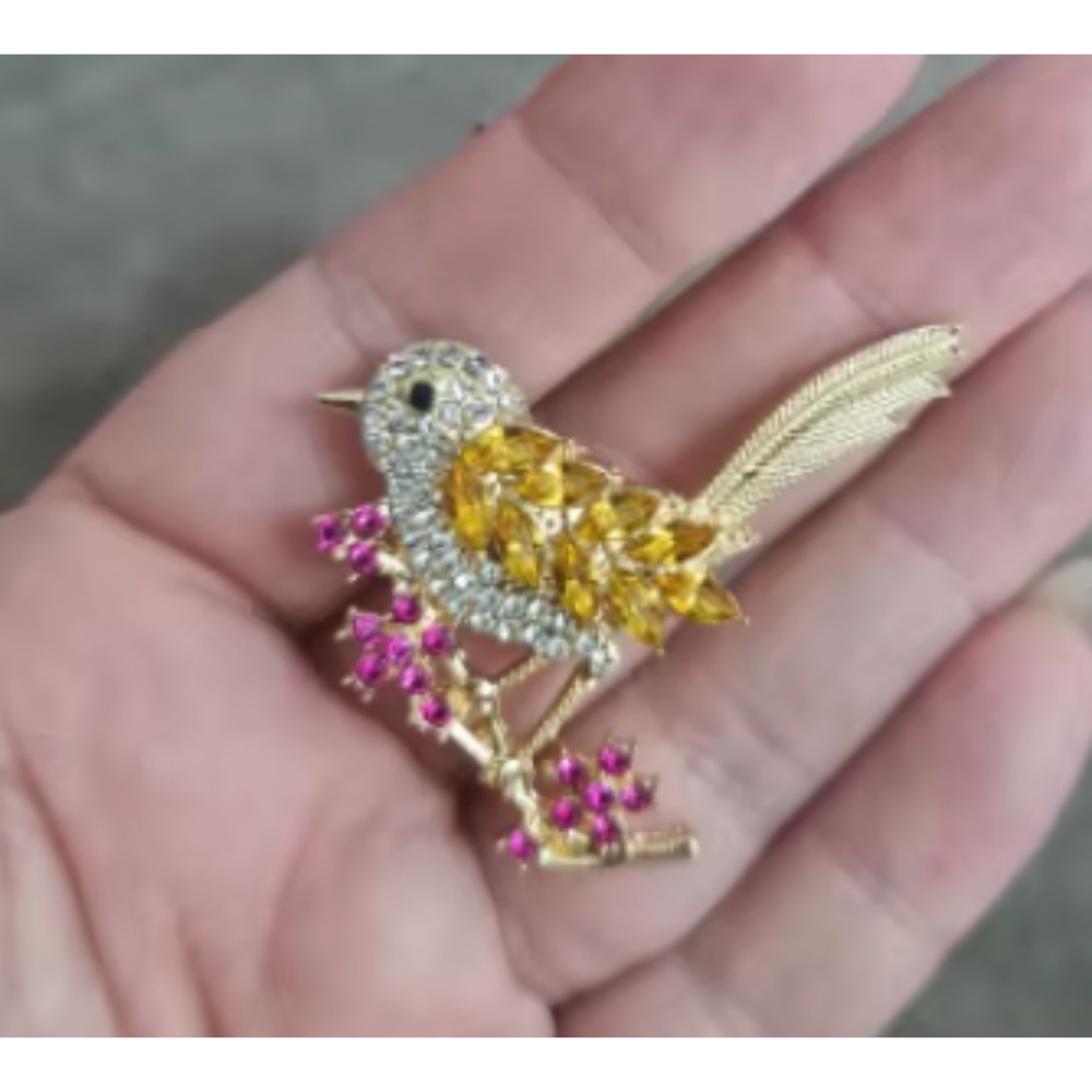 Adorable Colorful Brooch Pin Flower Bird Shiny Zircon Fashion Women Gift Party