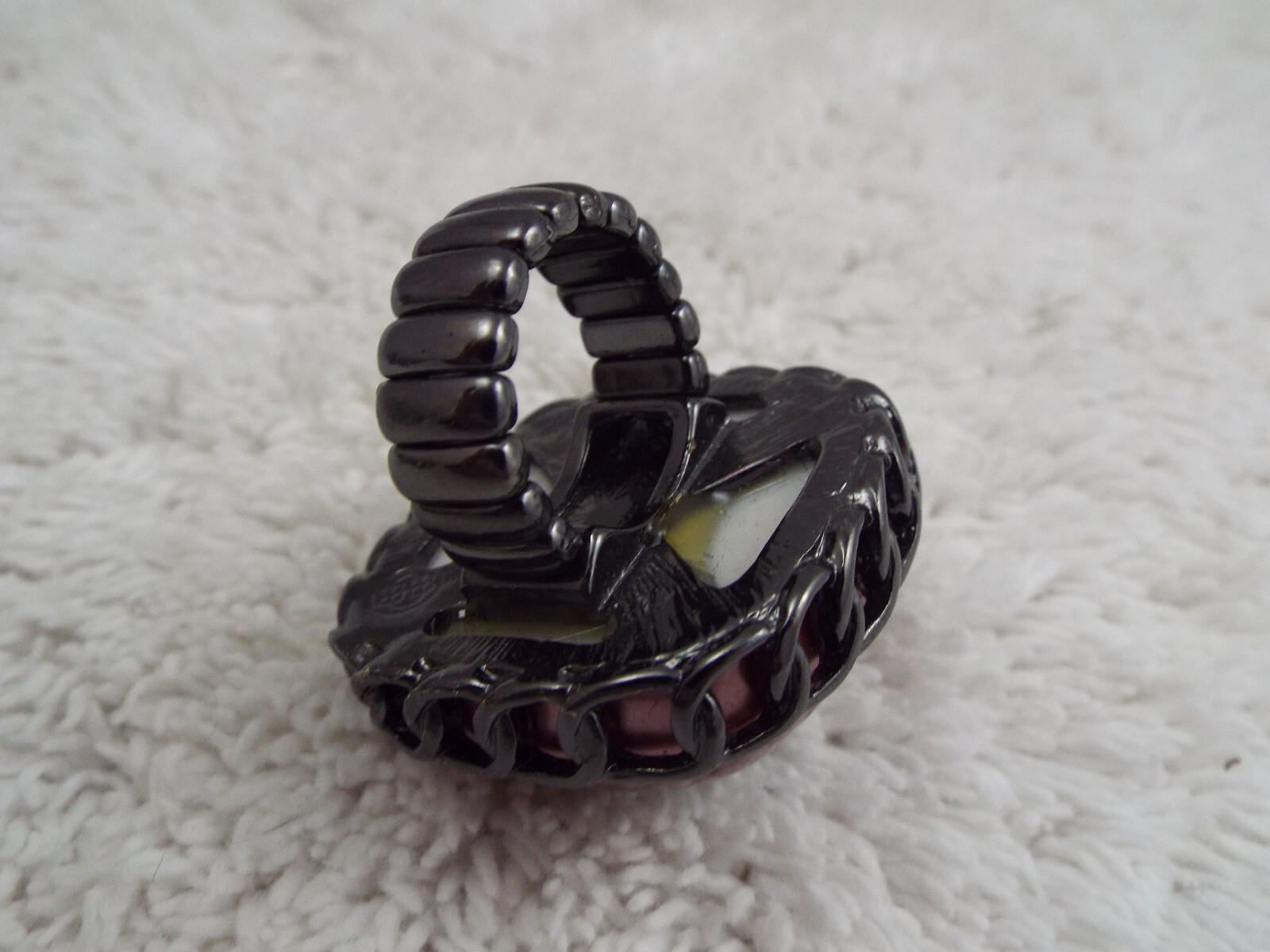 Gunmetal Pink Bead Stretchband Ring ~ Adjustable Size 7-9 (A30)