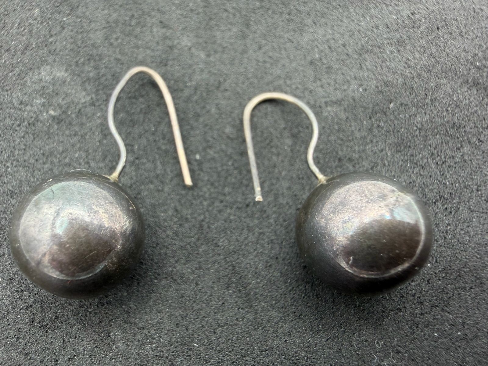 1.69g Vintage Sterling Silver 925 Round Ball Drop Dangle Earrings Classic M