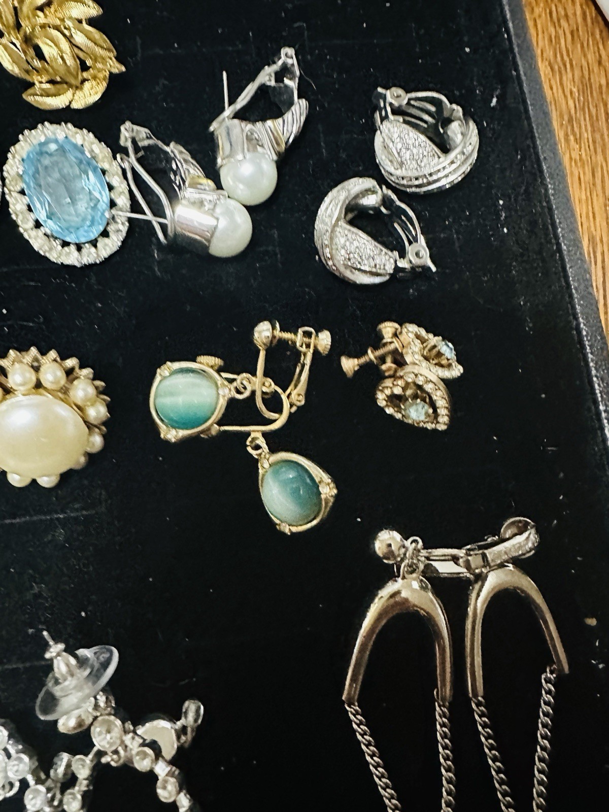 Lot Of 25 Pair Vintage Clip On, Pierced Earrings Some Signed