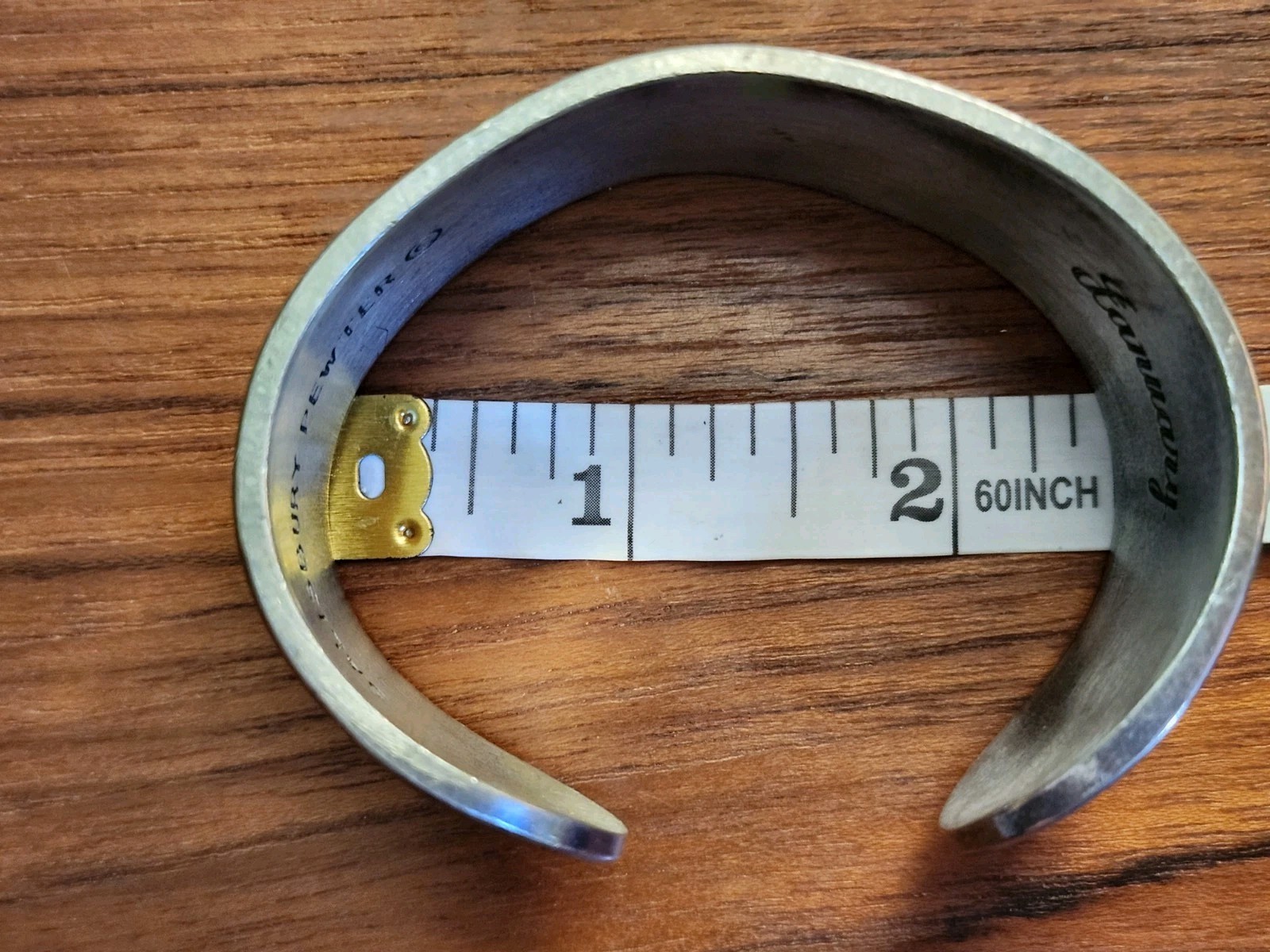 1970’s Salisbury Nouveau January Flower of the Month Pewter Cuff Bracelet