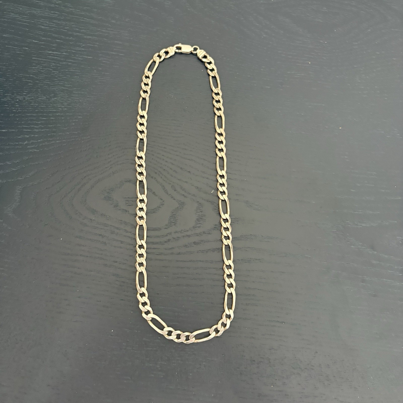 Vintage HAN Italy 925 Sterling Silver Figaro Chain Necklace 42 Grams 20” Long