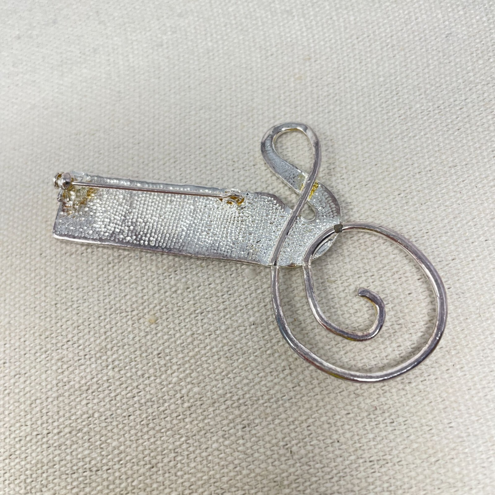 Music Themed Brooch Lot of 2 Rhinestone Piano Musical Notes