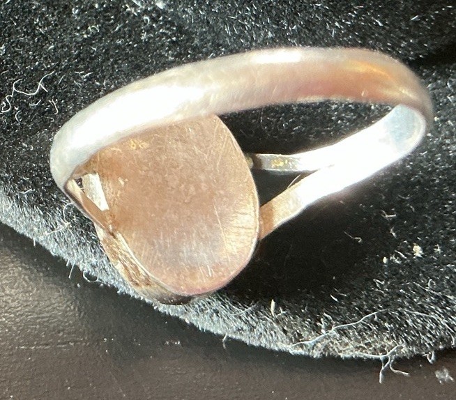 Vintage 70’s Silver Ring Off White Stone Hand Crafted Size 5 1/2 Small Simple