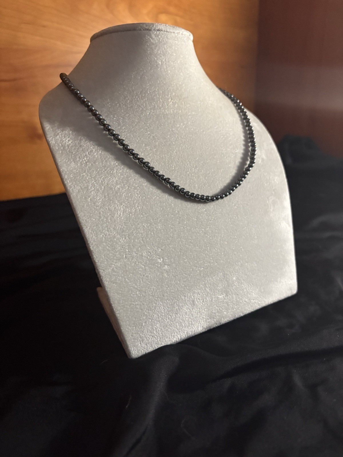 Vintage Metal Beaded Necklace With Fish Hook Clasp