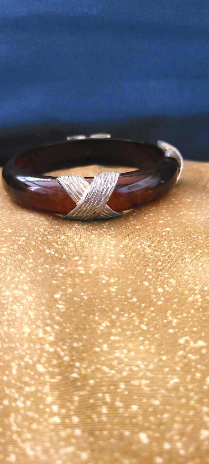 Napier Vintage Brown Lucite Bangle With Gold Tone X’s