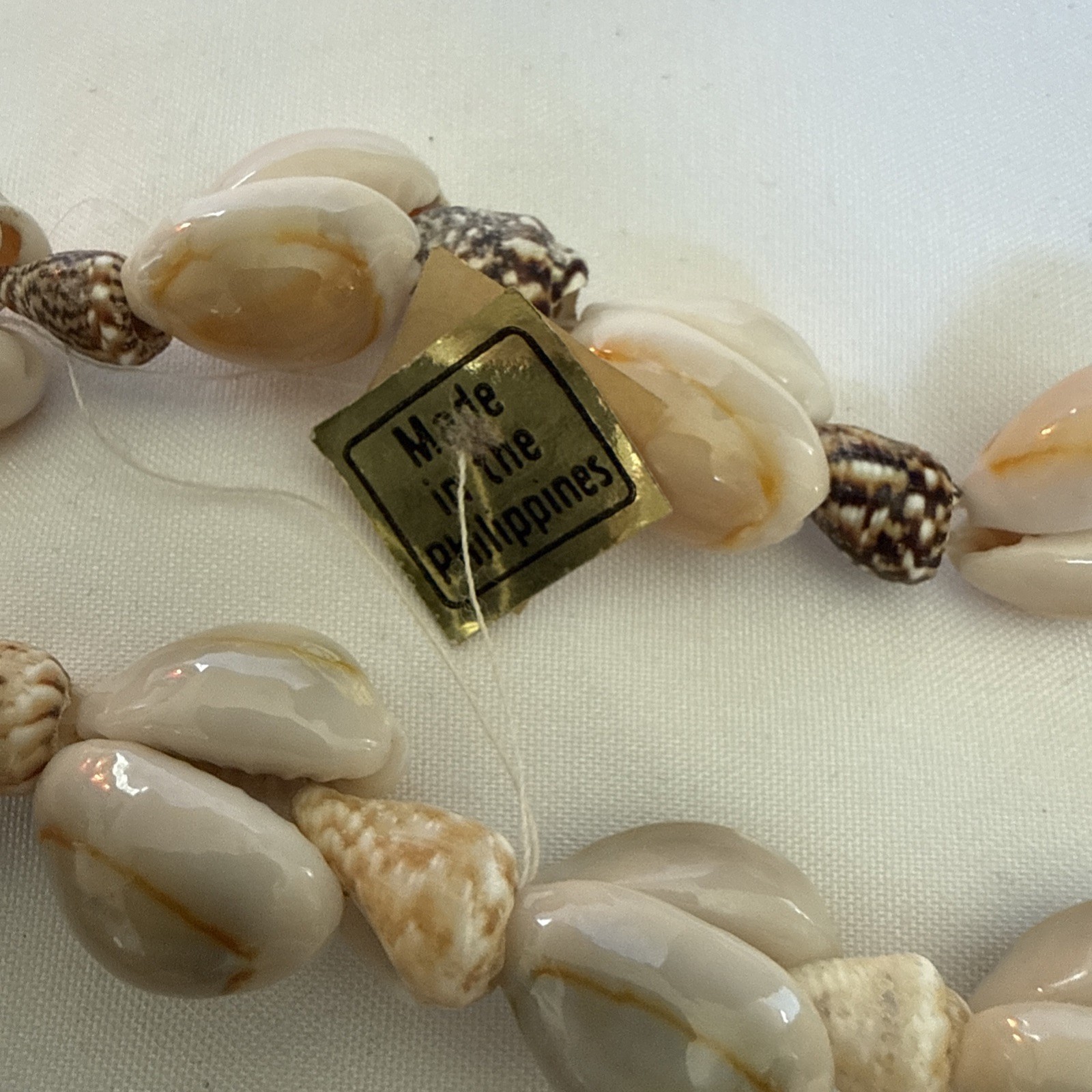 2 Vintage Cowrie Cowry Sea Shell Necklaces Beige White Gray Set Natural Jewlery