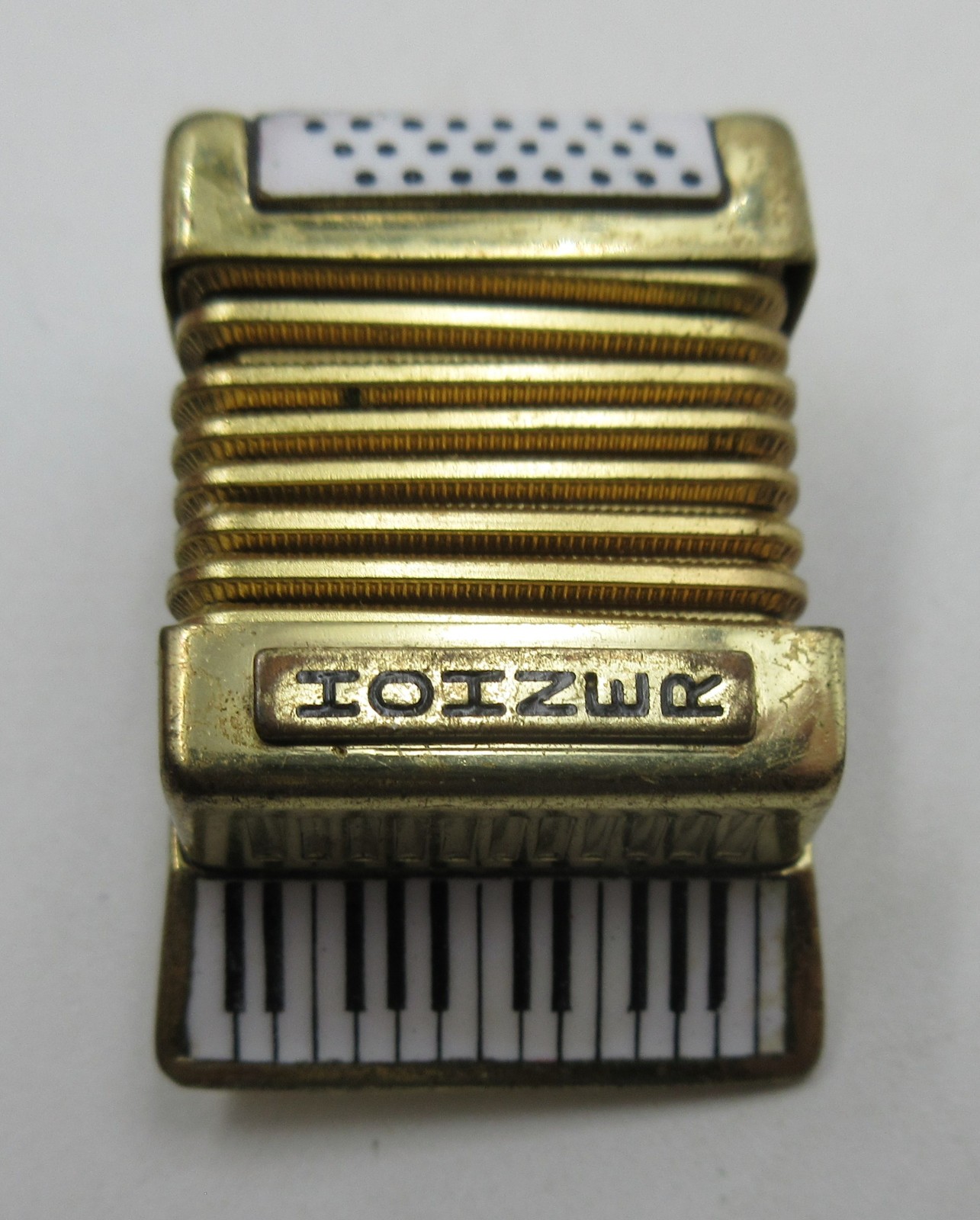 VTG 1950S WEST GERMAN HOHNER ACCORDIAN gold tone white black Brooch Pin MAN LADY