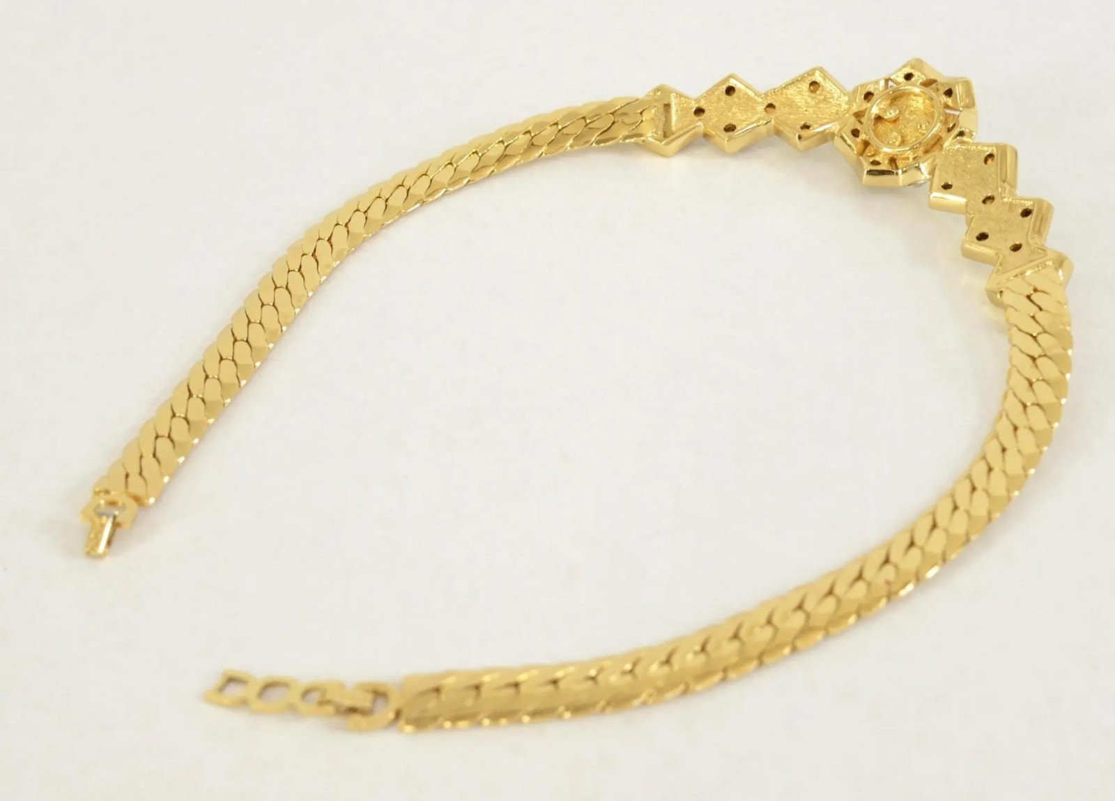 Vintage Christian Dior Pearl Crystal Collar Necklace Signed C Dior 1980s Choker