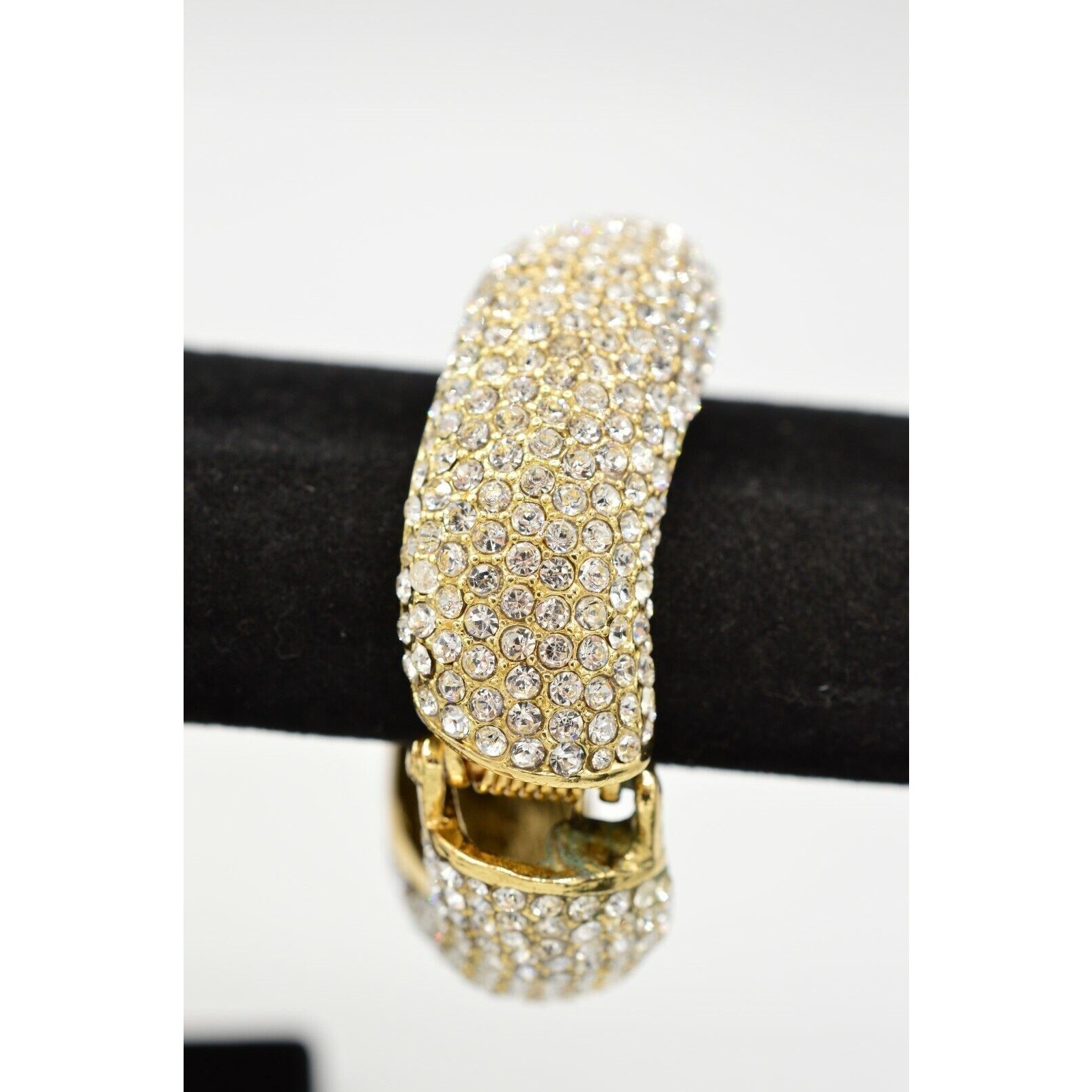 Amrita Singh Chunky Bangle Bracelet Sparkling Rhinestone Crystal Signed BinO