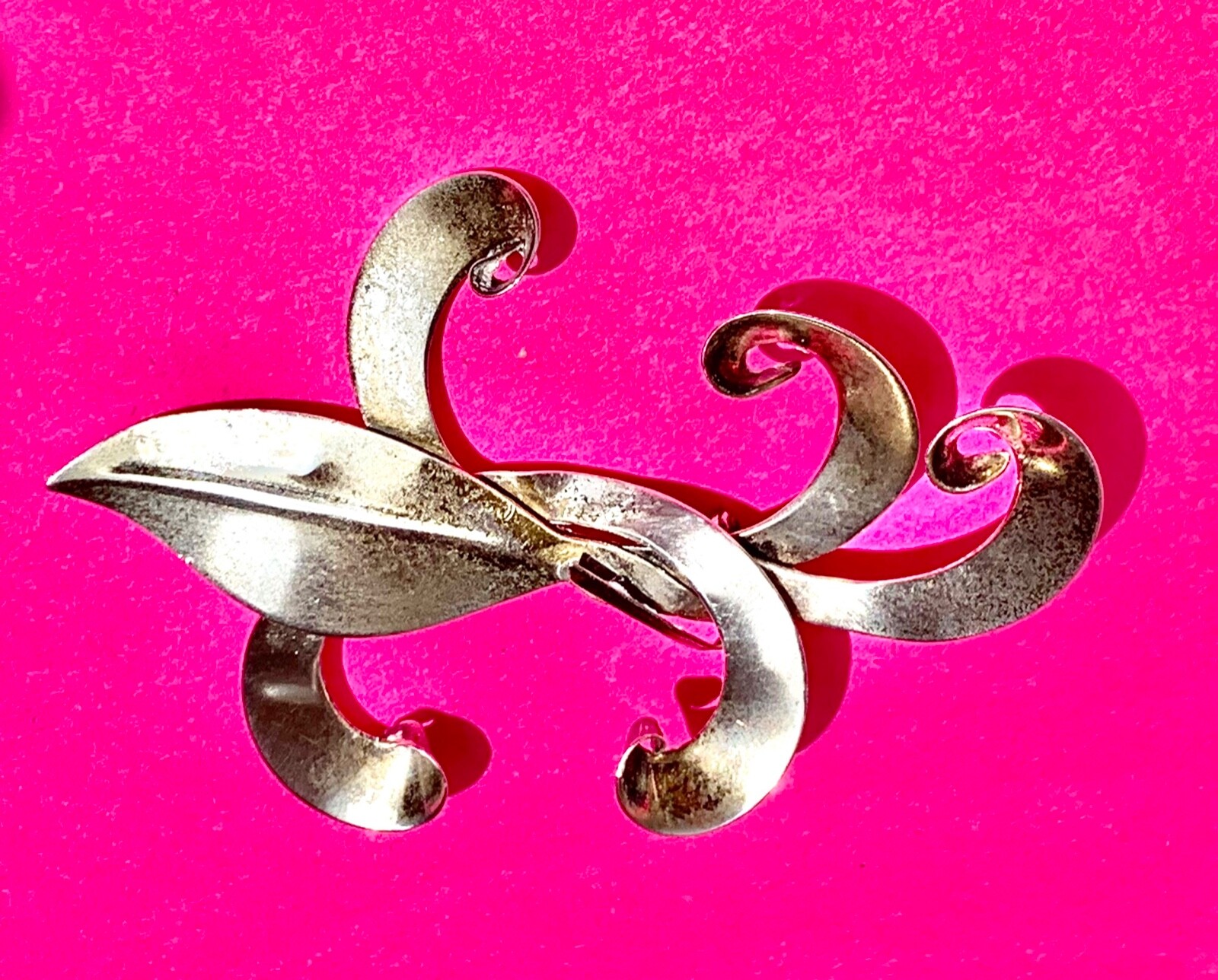 nice large vintage modernist sterling silver brooch 10g 3” wide marked