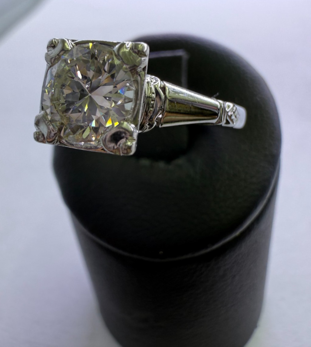 Vintage Old European Cut Diamond Solitaire Ring – 1.00ct 14K White Gold