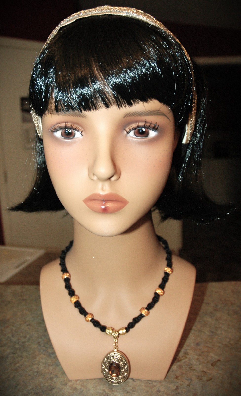 Vintage 1966 Avon Perfume Locket on a Handmade 20″ Black Hemp Chain